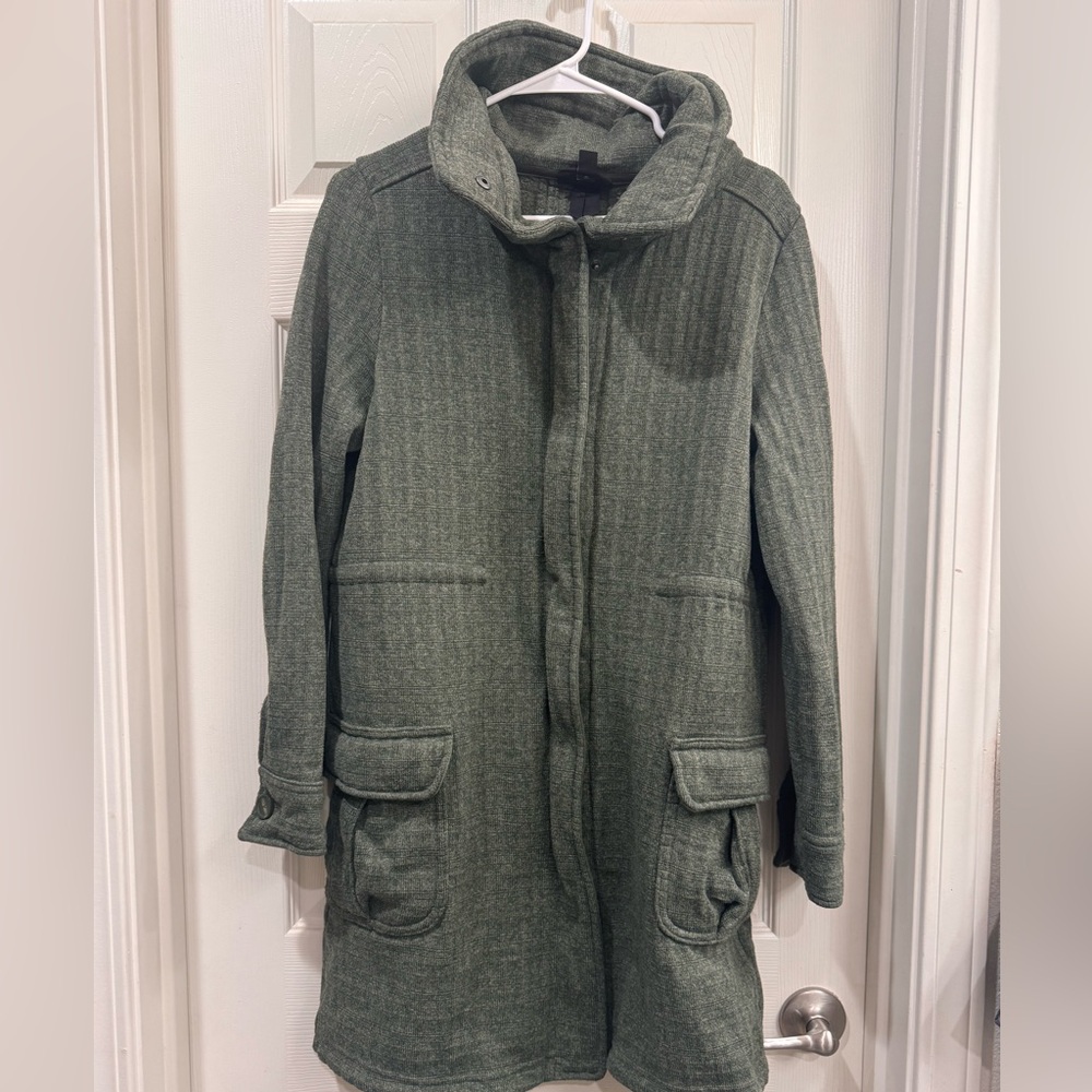 Wool-Blend Hooded Coat in Olive Green